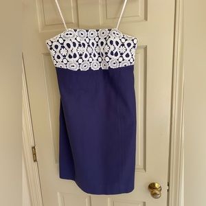 Beautiful, Classic Lilly Pulitzer Navy and White Strapless Sundress size 8 EUC